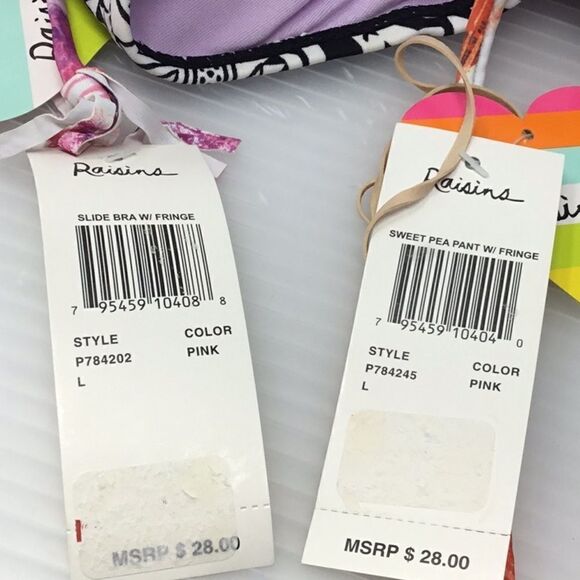 Raisins Printed Slide Bra Bikini Set With Fringe E - Picture 7 of 7